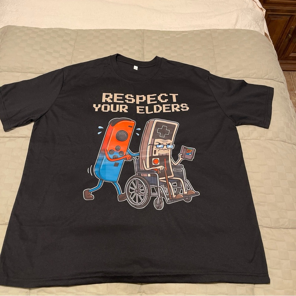 3XL Black Respect Your Elders Nintendo Funny Video Game Tee